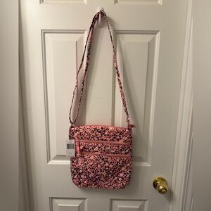 Vera Bradley Pink and Navy Heart Triple Zip Hipster Bag “Love You Lots”